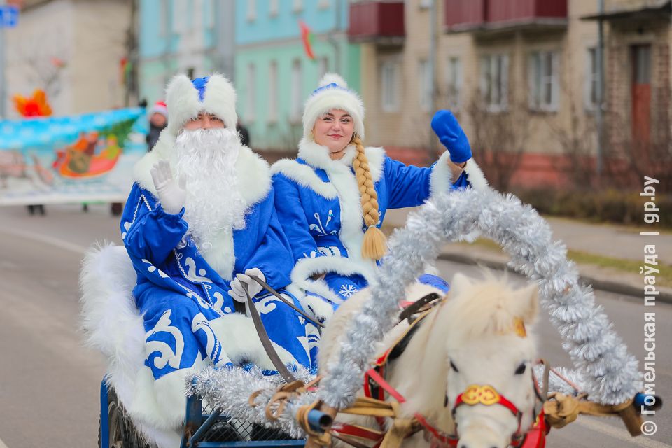 В Гомеле прошёл парад Дедов Морозов и Снегурочек