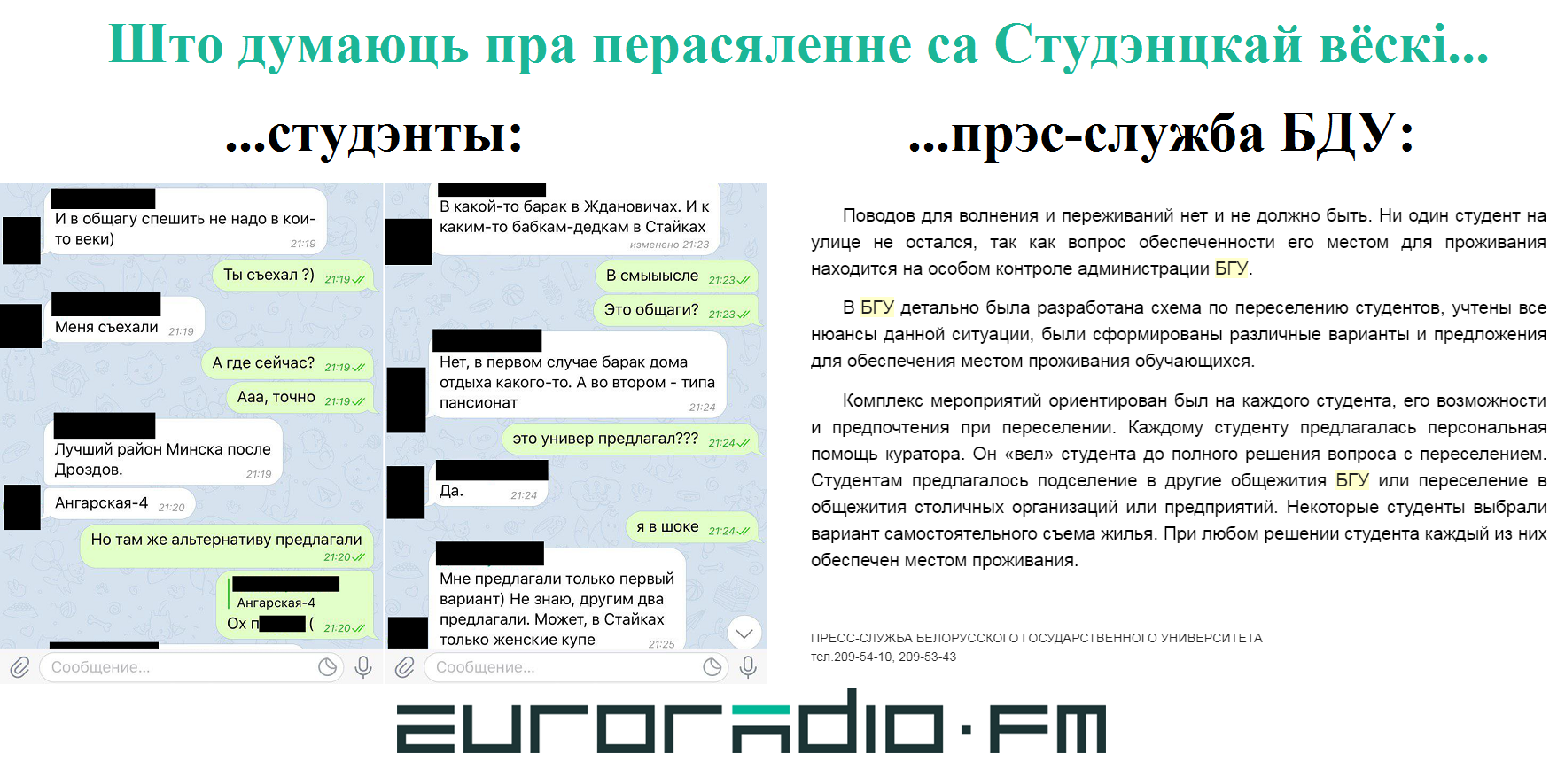 Колькі студэнтаў перасялілі дзеля Еўрагульняў? БДУ і БДПУ адмовіліся адказваць