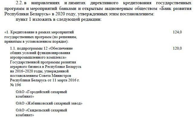 Банк развития прокредитовал на три сахарных завода 120 млн рублей