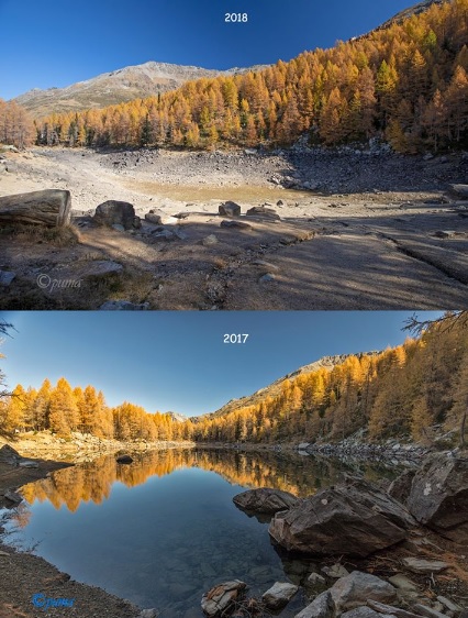 У Італіі знікла знакамітае альпійскае Блакітнае возера (фотафакт)