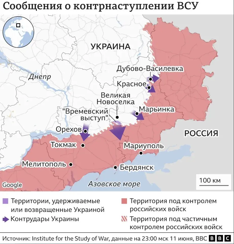 Расіяне спрабуюць контратакаваць наступаючыя ўкраінскія войскі