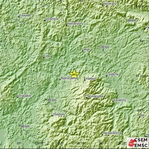 Землятрус у Беларусі, які зафіксавалі ў ЕС, беларускія спецыялісты не заўважылі