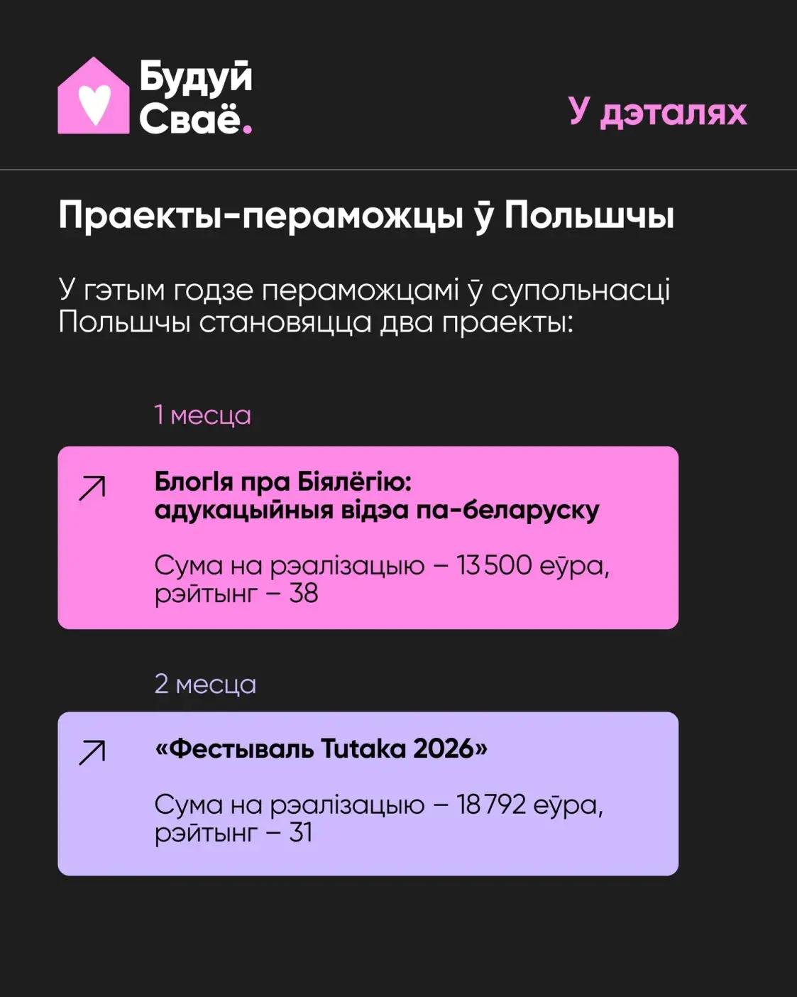 “Будуй сваё” сабраў 44 785 еўра. На якія праекты пойдуць грошы