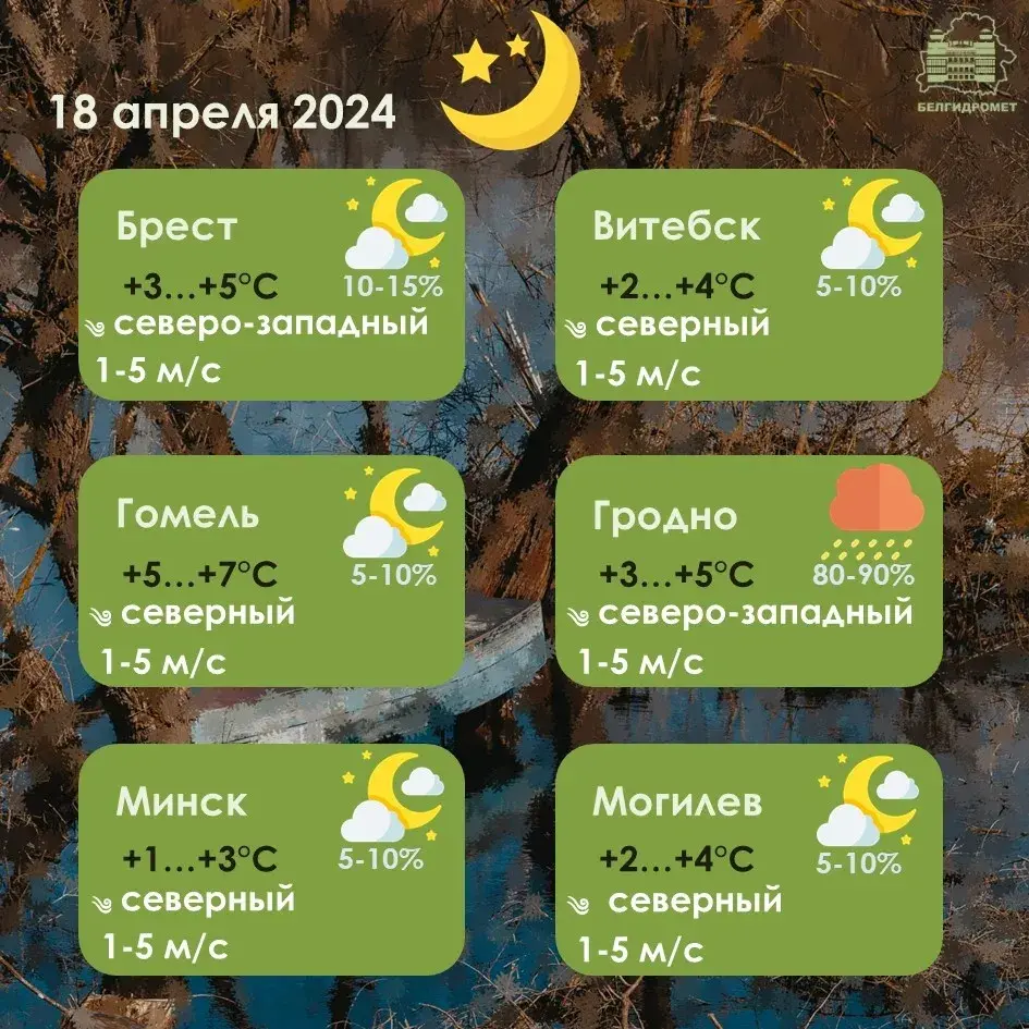 У чацвер па ўсёй Беларусі пройдуць дажджы, у пятніцу яшчэ і мокры снег