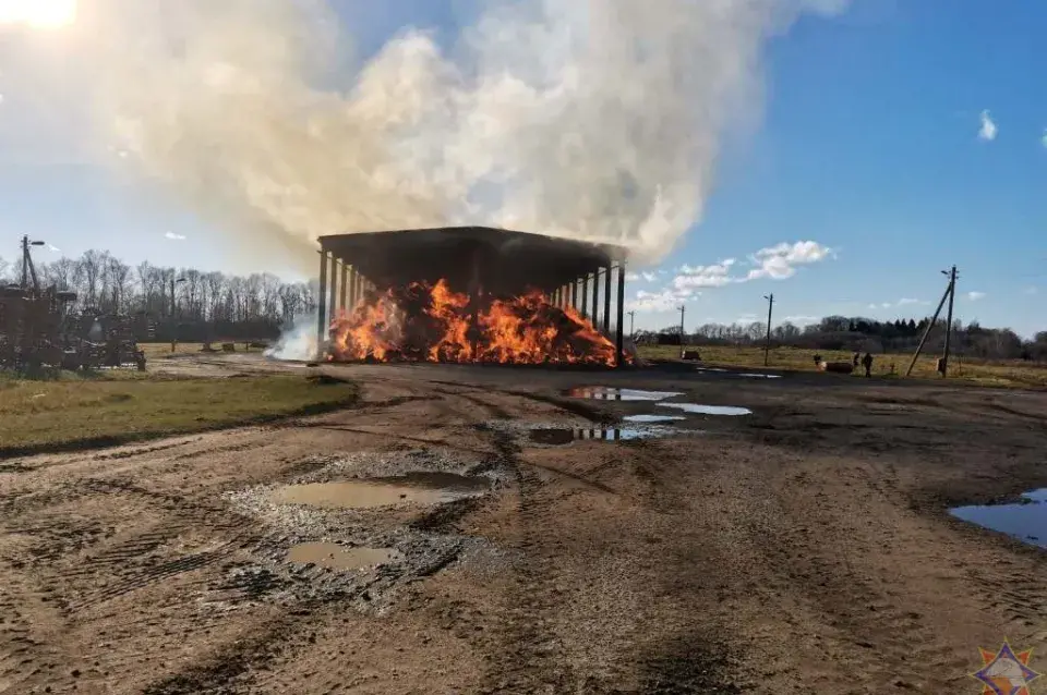 Пажар на льнозаводзе ў Віцебскай вобласці