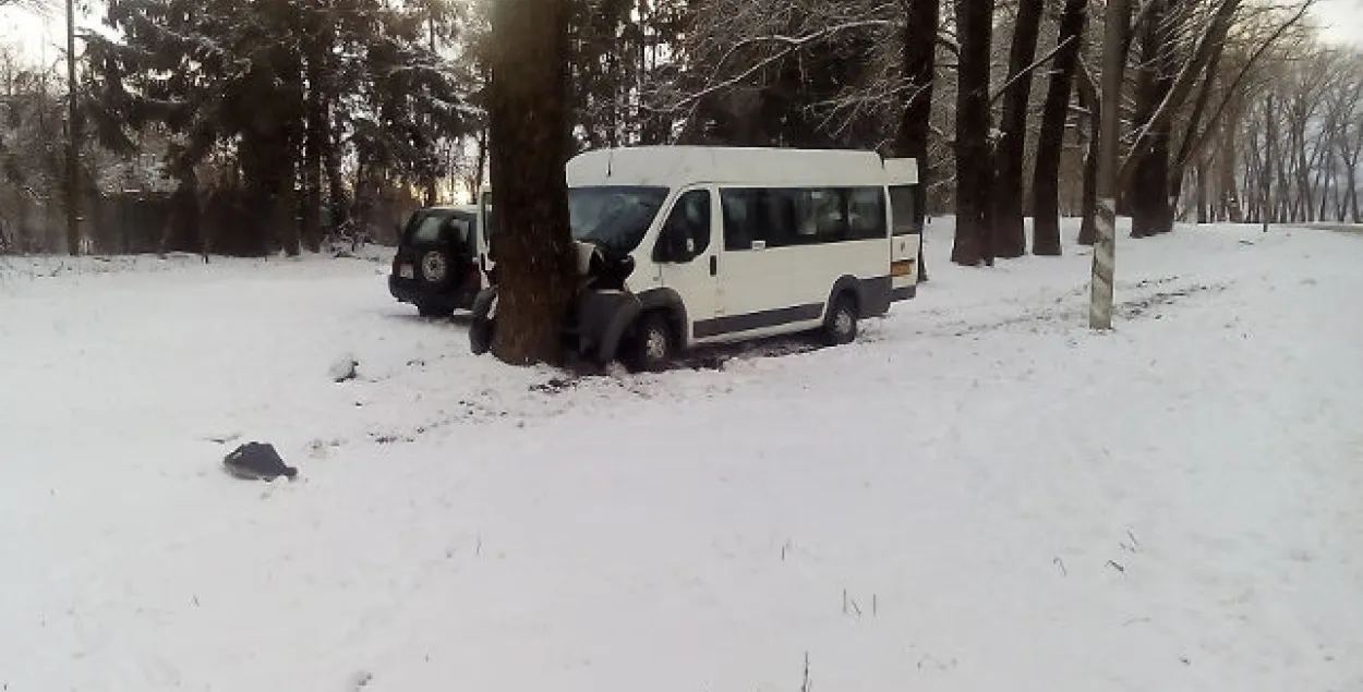 Каля Самахвалавічаў маршрутка з'ехала ў кювет, пацярпелі 4 пасажыры