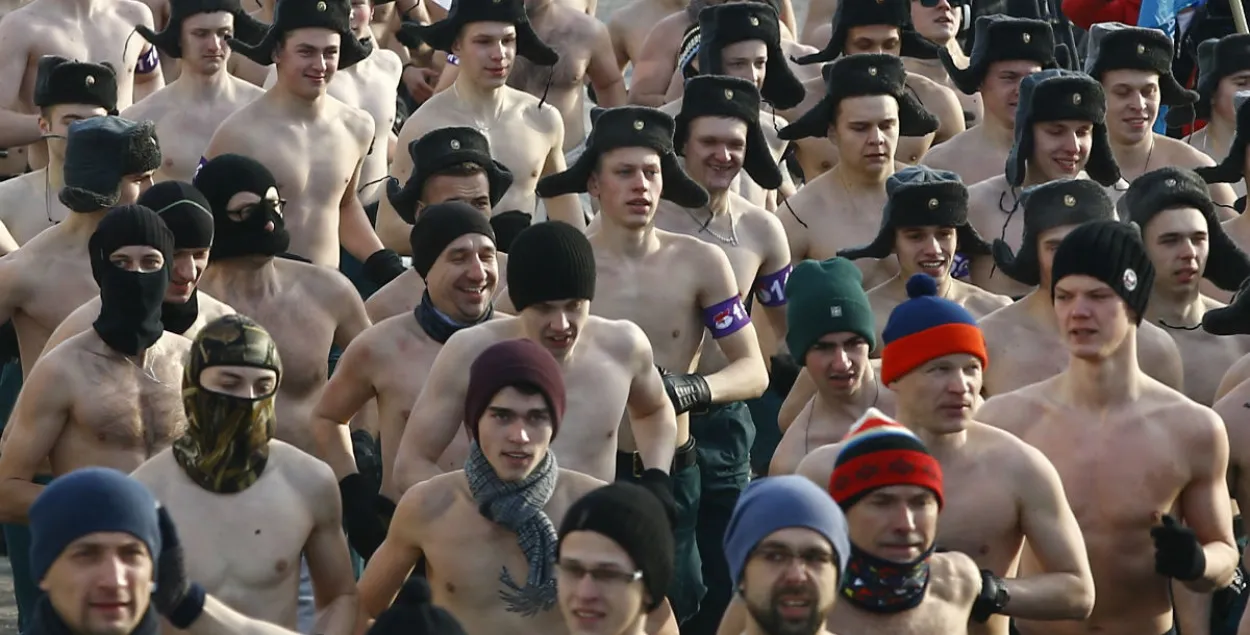 У Мінску ў мароз прайшоў "забег сапраўдных мужчын" (фота, відэа)