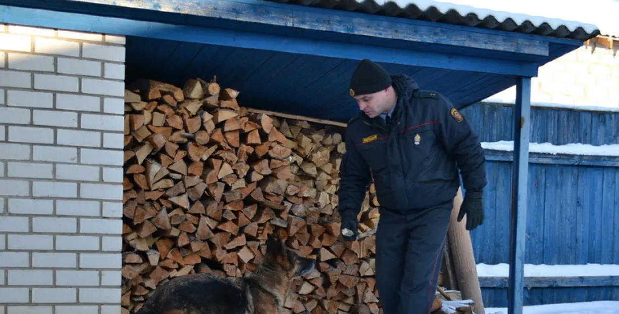 Міліцыянт даглядае службовага сабаку, у якога выявілі рак