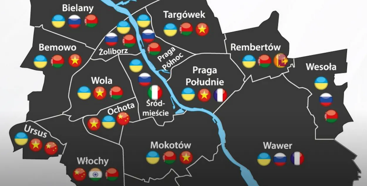 Сярод “замежнікаў Варшавы” беларусы займаюць трэцяе месца па колькасці
