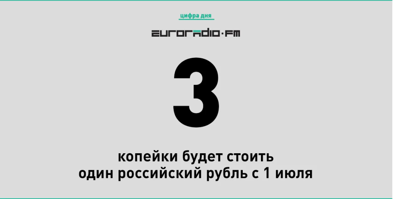 Расійскі рубель заўтра будзе каштаваць 3 капейкі