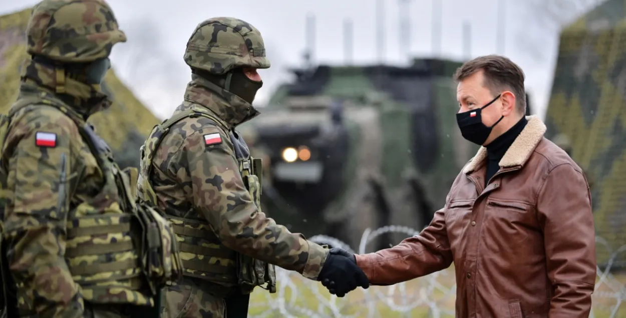 Міністр нацыянальнай абароны Польшчы Марыюш Блашчак (справа) падчас працоўнага візіту / Przemysław Piątkowski