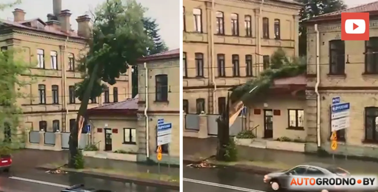 Залева ў Гродне: град дыяметрам 3 см і дрэвы, якія валіліся на дамы