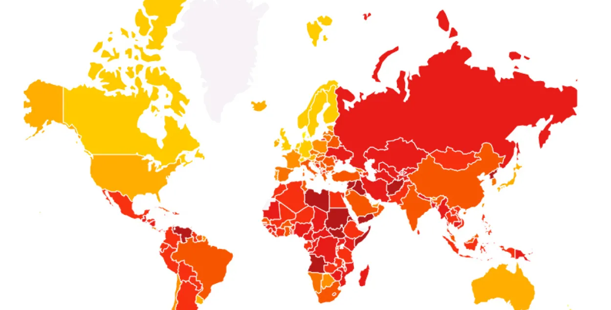 Беларусь паднялася ў рэйтынгу ўспрымання карупцыі з 107-га на 79-е месца