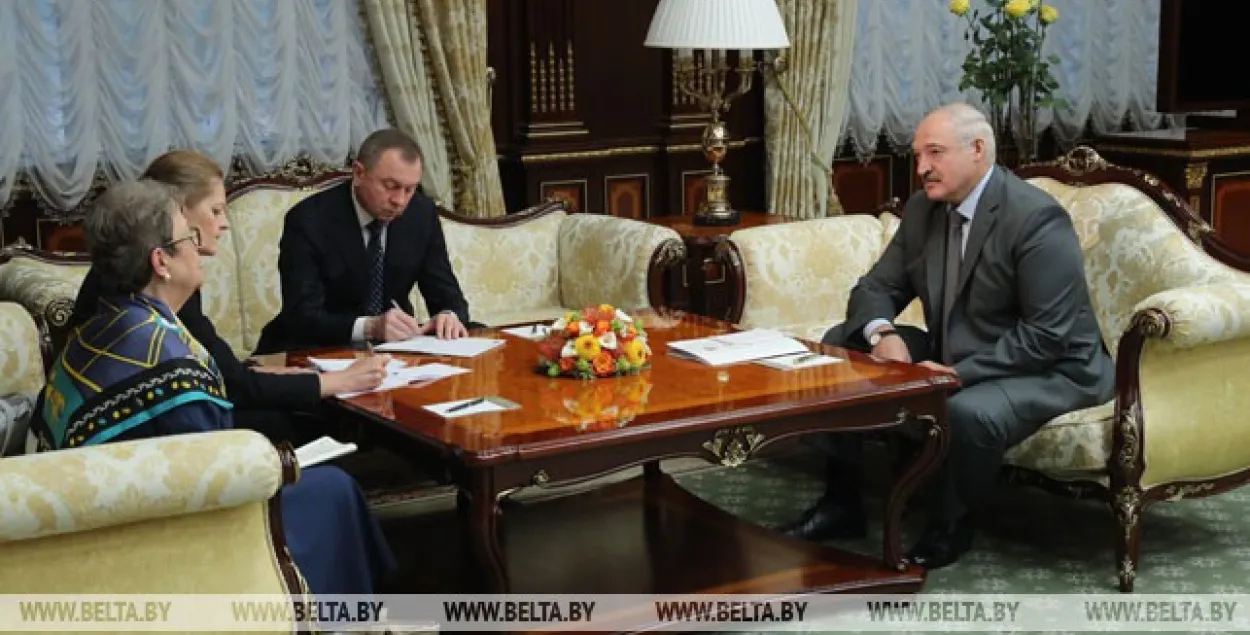 EU Delegation to Belarus Head Andrea Wiktorin and Belarus President Aliaksandr Lukashenka&nbsp;/ BELTA