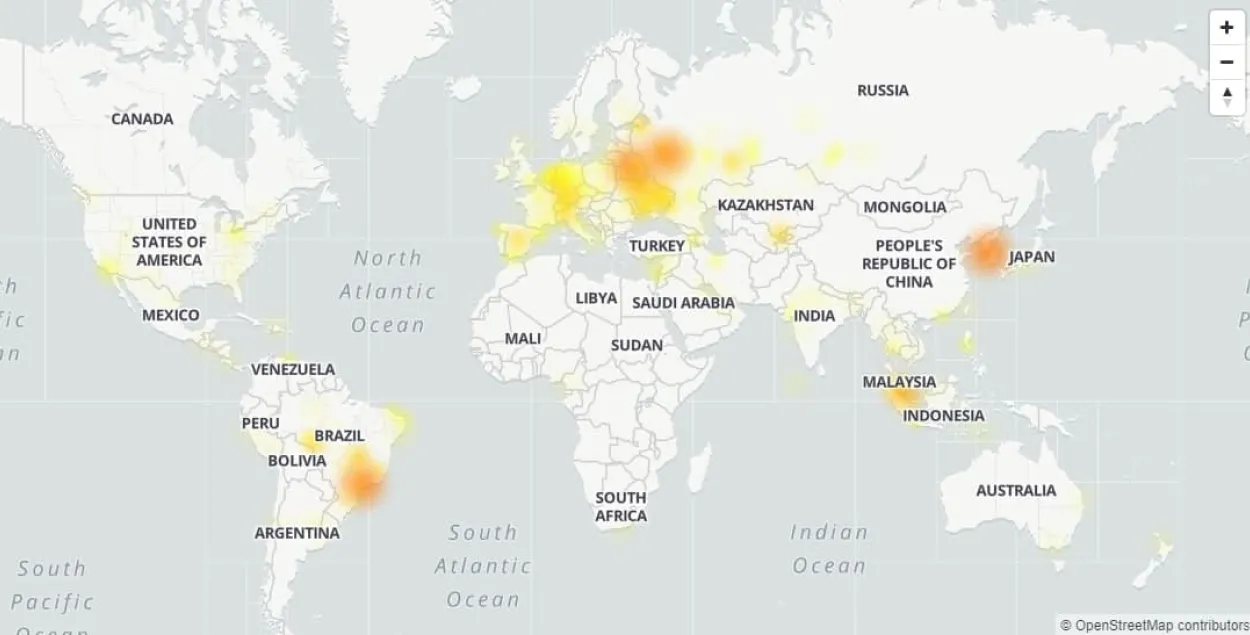 В Telegram &mdash; глобальный сбой / downdetector.ru