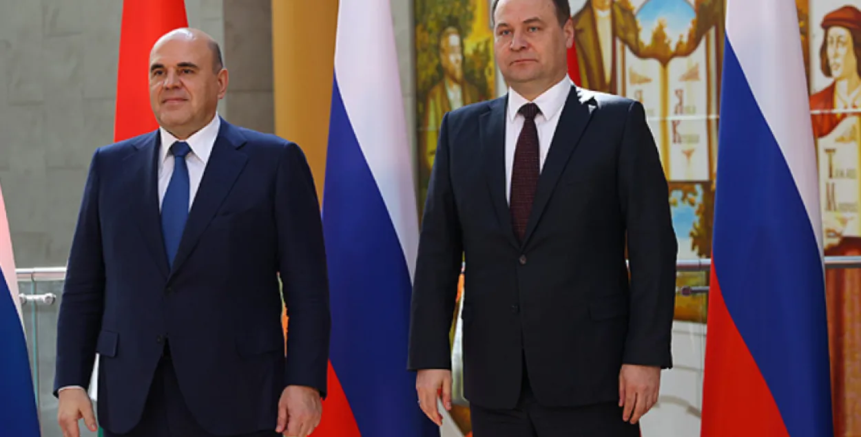 Михаил Мишустин и Роман Головченко / БЕЛТА