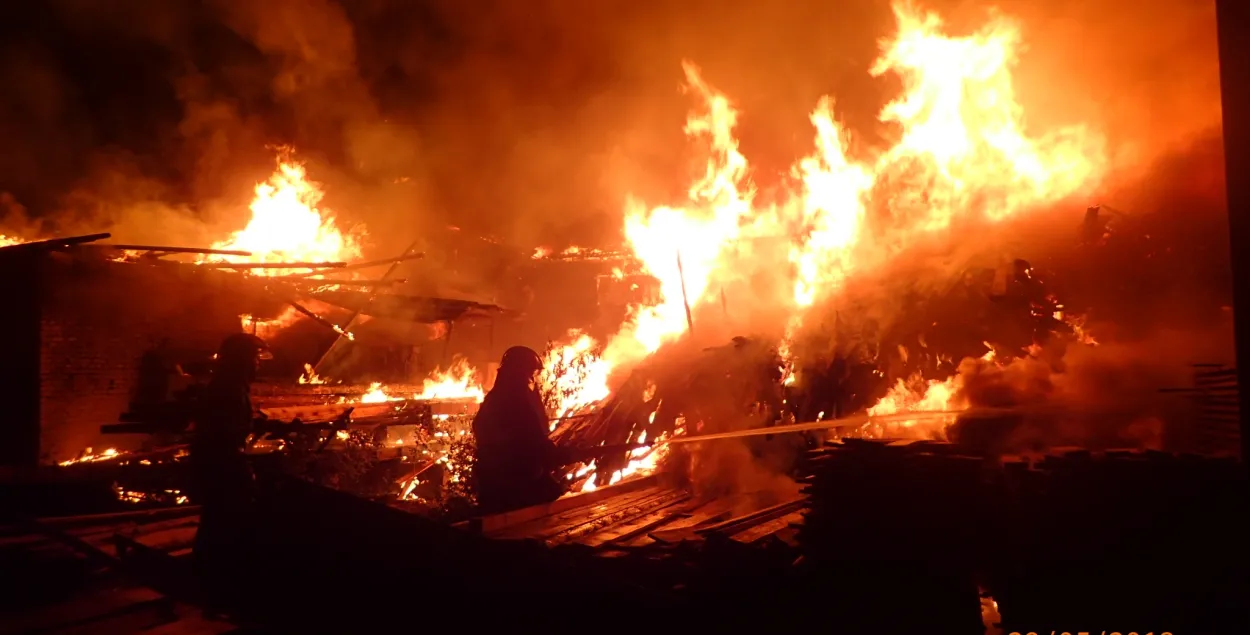 Уначы на прадпрыемстве ў Гомелі тушылі буйны пажар (фота, відэа)