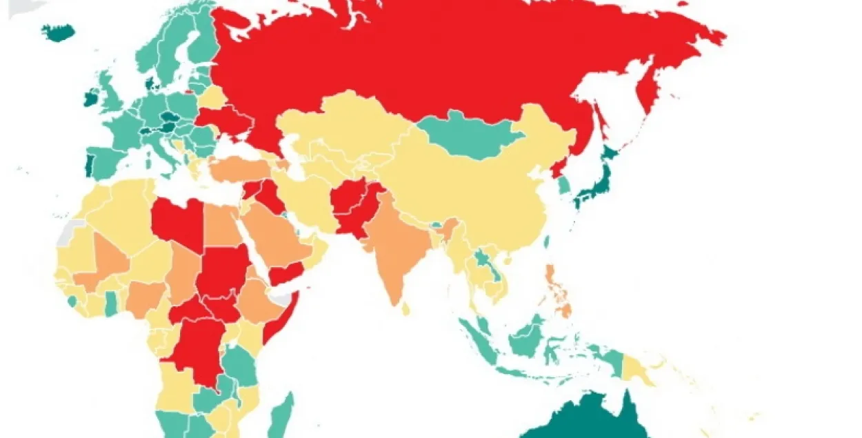 У Глабальным індэксе міралюбнасці Беларусь паднялася на чатыры радкі 