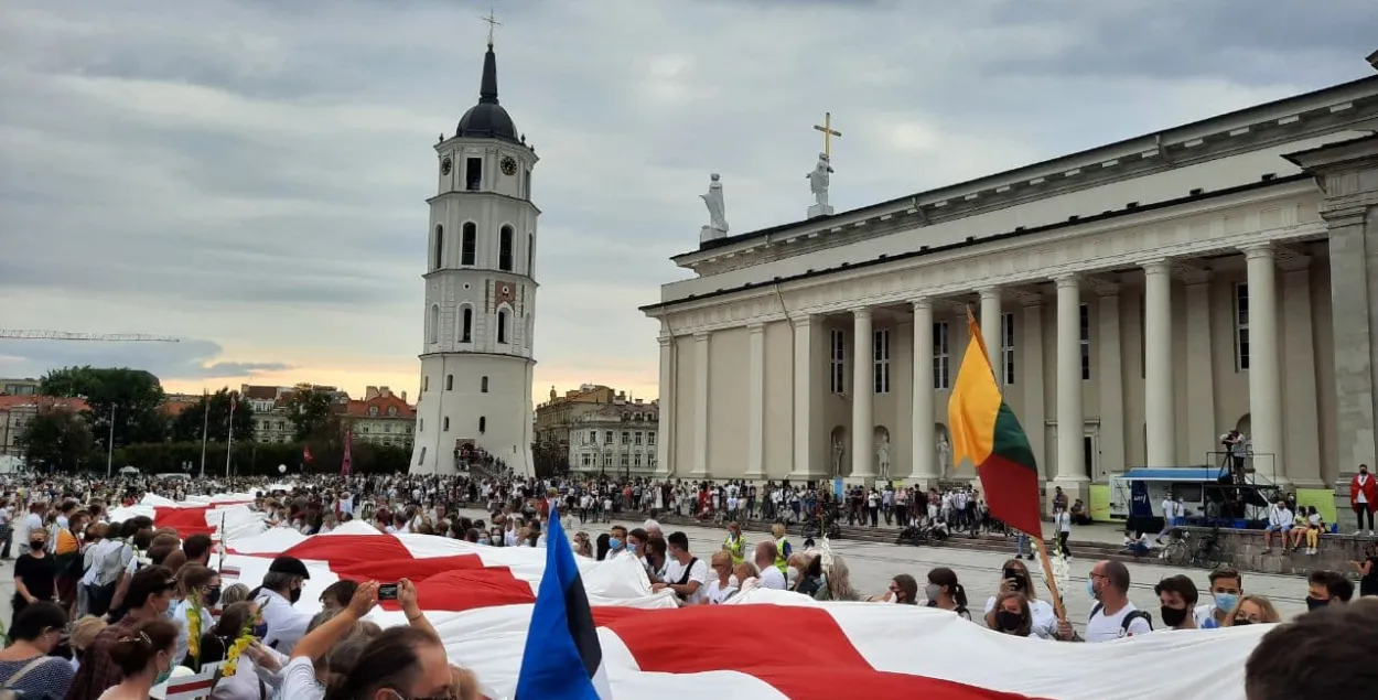 Акцыя салідарнасці жыхароў Вільні з беларусамі 23 жніўня 2020 года / &quot;Новая газета &mdash; Балтия&quot;&nbsp;