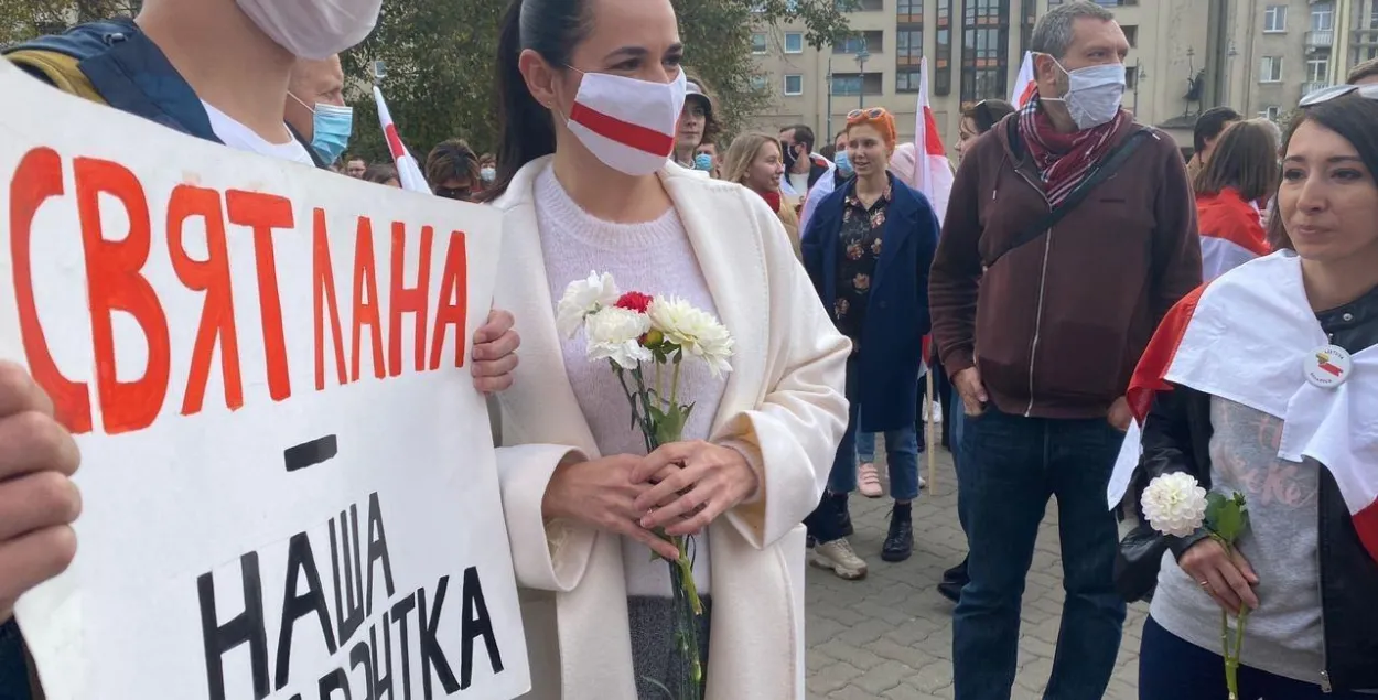 Светлана Тихановская на женском марше в Вильне /&nbsp;t.me/tsikhanouskaya