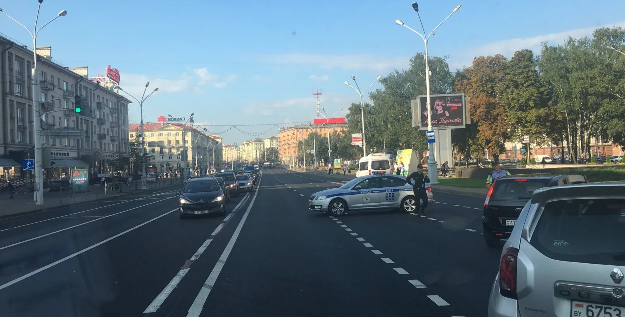 Так выглядел этот участок проспекта Независимости во время ремонта / Еврорадио​
