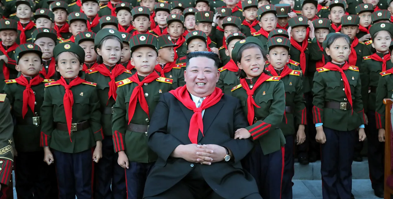 North Korean leader Kim Jong-un and children from Mangyeongdae Revolutionary School / Korean Central Telegraphic Agency / Reuters &nbsp;

&nbsp;
