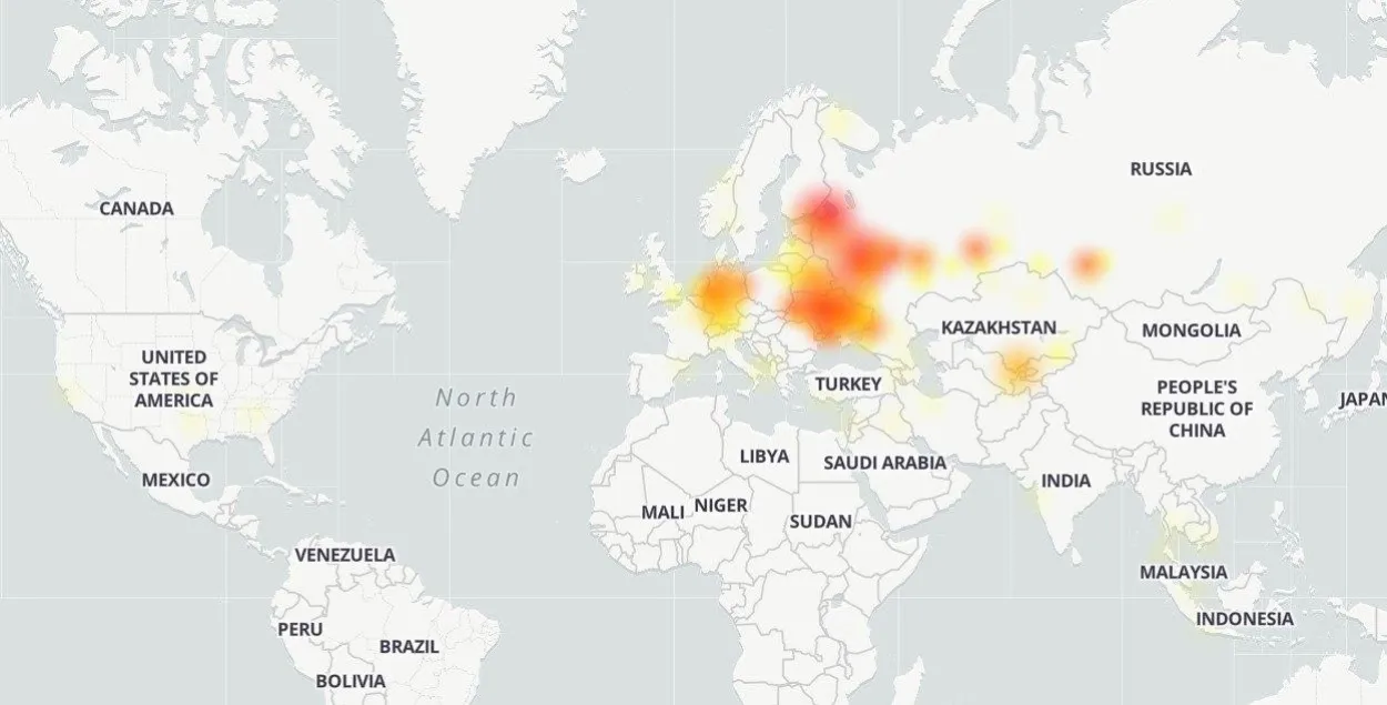 У Telegram случился масштабный сбой / Downdetector​