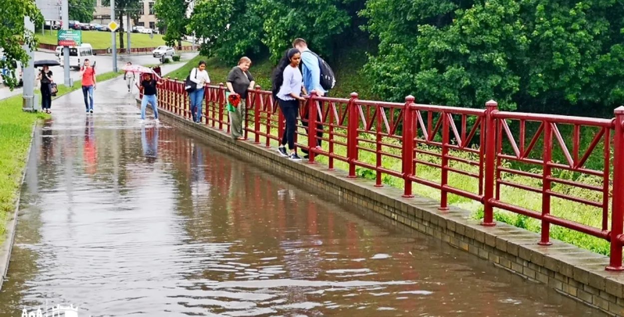 Залева затапіла цэнтр Гродна (фота, відэа)