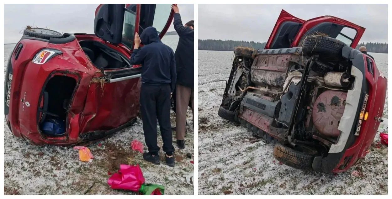 Прычынай аварыі стала слізкая дарога.
