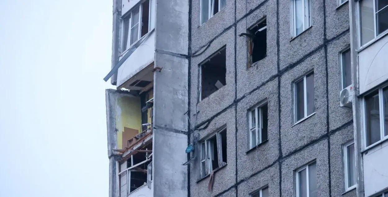 Панелька в Гомеле, которая пострадала от взрыва газа
