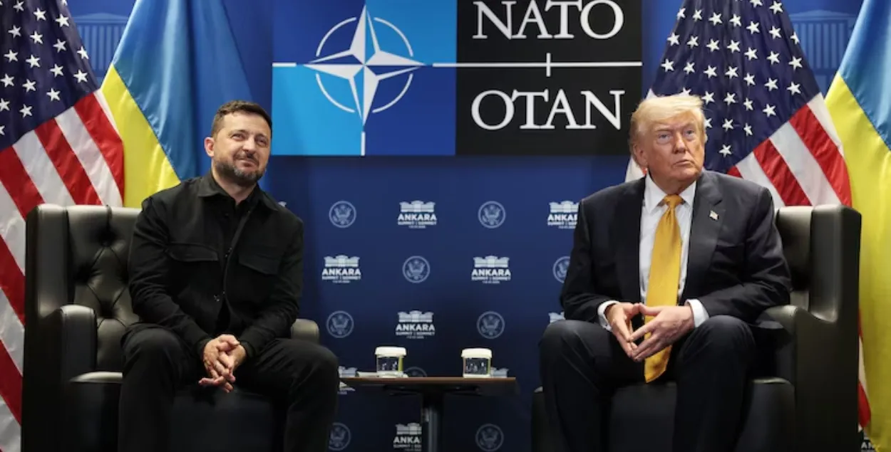 Уладзімір Зяленскі і Дональд Трамп на саміце NATO
