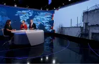 Студия "Белсата" во время марафона "Нам не всё равно!"