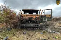Сожженный украинскими военными автомобиль российской армии / https://www.facebook.com/GeneralStaff.ua
