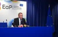 Belarus Foreign Minister Uladzimir Makei talking to reporters in Brussels on 24 November. Photo: Zmicier Lukashuk (Euroradio)