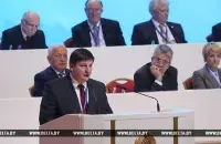 Belarusian parliament member Ihar Marzaluk making a public speech. File photo: BELTA