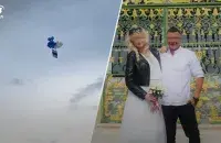 Беларусы запусцілі над Масквой сцяг легіёна "Свабода Расіі" / калаж 24tv.ua
