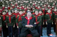 North Korean leader Kim Jong-un and children from Mangyeongdae Revolutionary School / Korean Central Telegraphic Agency / Reuters &nbsp;

&nbsp;

