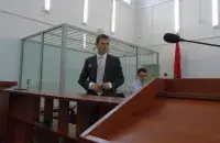 Aleh Vouchak in court. Photo: Natallya Harachka