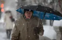 Мокрый снег зимой
