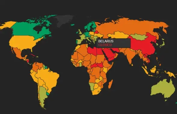 Так выглядит карта гражданского сообщества в мире / monitor.civicus.org​