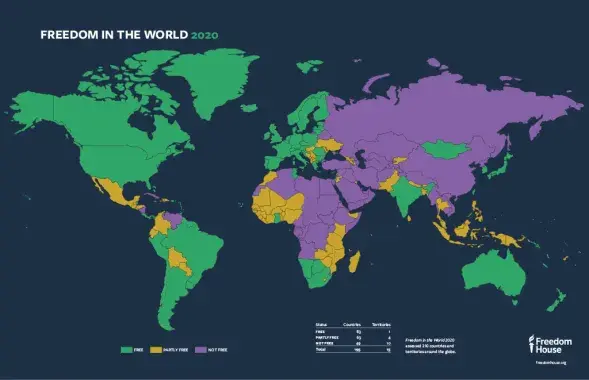 Карта свободы в мире / Freedom House