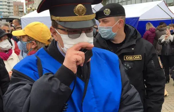 Міліцыя на пікеце ў Мінску /&nbsp;t.me/vybory_smotri