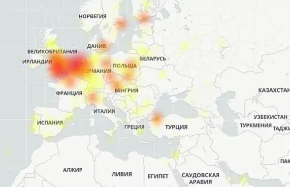 В Google и YouTube произошел глобальный сбой / downdetector.ru​