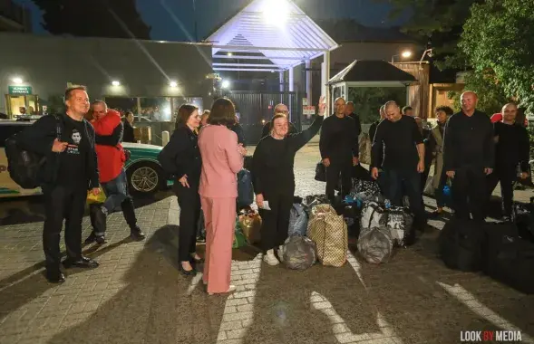 Belarusian political prisoners after release and deportation to Lithuania
