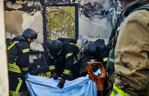 Наступствы расійскага ўдару па Кіеве
