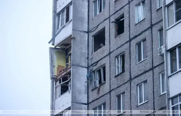 Панелька в Гомеле, которая пострадала от взрыва газа
