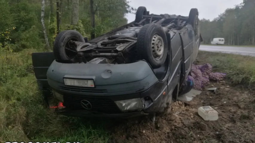 У Рэчыцкім раёне перакуліўся Mercedes з бульбай (фота)