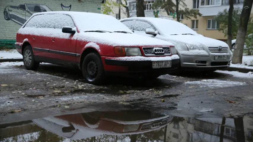 У Гомелі паваліў моцны снег (фота, відэа)