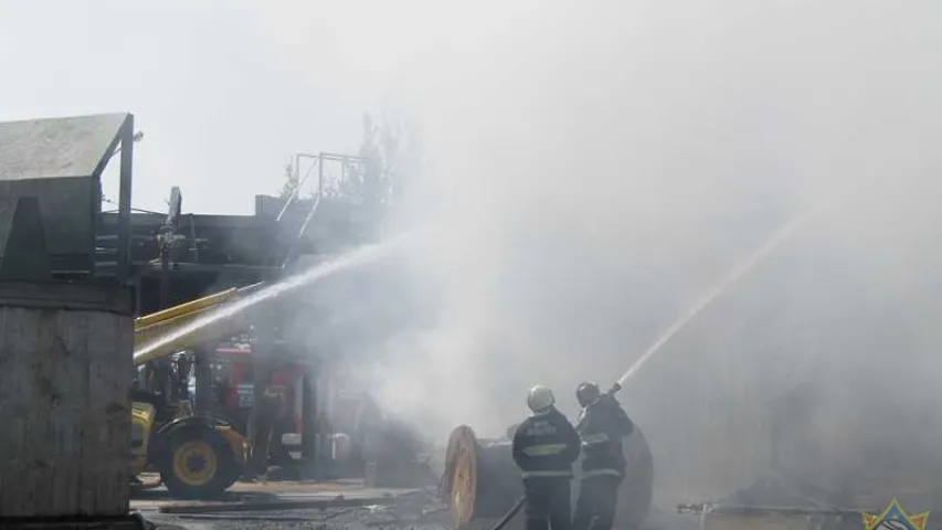 У Віцебску ліквідавалі буйны пажар на лесапільні (фота)