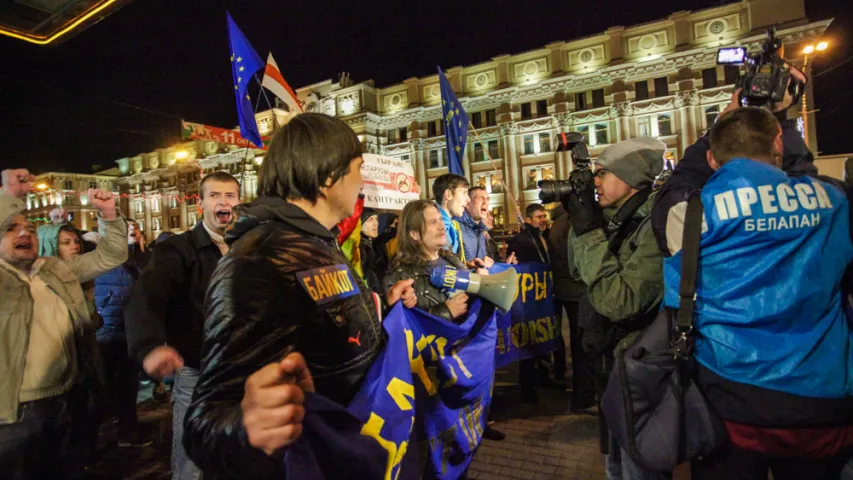 Фотарэпартаж са стыхійнай акцыі пратэсту ў Мінску